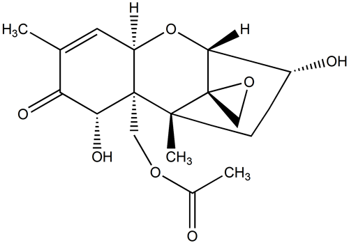 Wzór strukturalny 15-acetylodeoksyniwalenolu (15-AcDON)