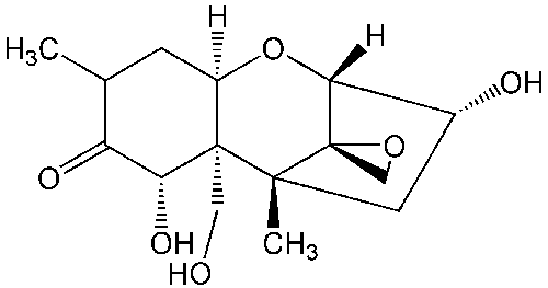 Wzór strukturalny 15-acetylodeoksyniwalenolu